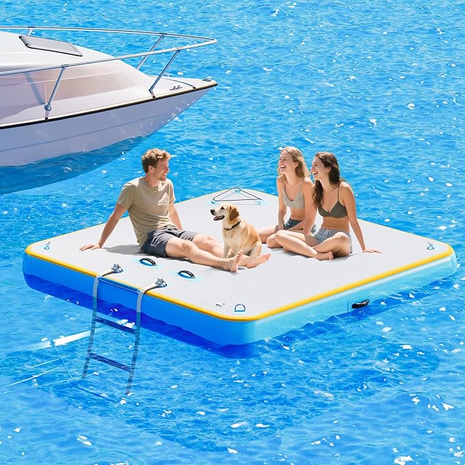 Specraft Inflatable Floating Dock, Non-Slip Air Dock Platform loating Island Raft with Rope Ladder for Pool Lake Beach Ocean