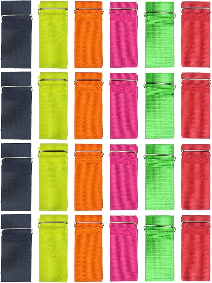24 Pack 3 Legged Race Bands Colorful Firm Elastic Bands for Kids Adult Outdoor Fun (24)