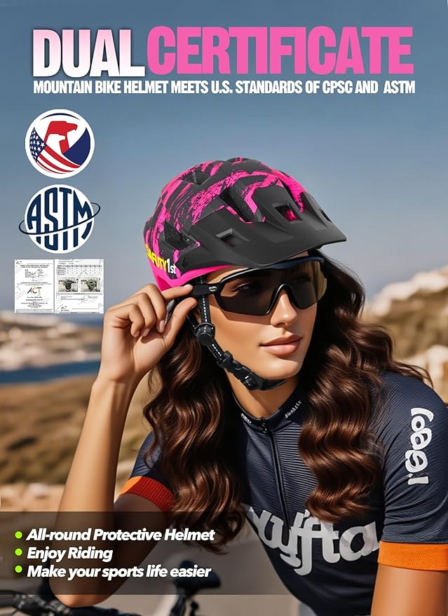 Mountain Bike Helmet for Adults & Youth Lightweight Impact-Resistant with Adjustable Dial & Removable Visor Unisex Helmet for Mountain Biking Bicycle Clcying