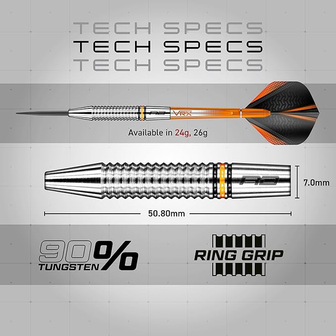RED DRAGON Amberjack Series Darts Set with Flights and Shafts (Stems)