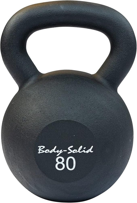 Body-Solid Matte Black Powder Coat Kettlebell with Kettle Grip Handle, Perfect Kettlebells for Weight Training and Core Workout Exercise Equipment