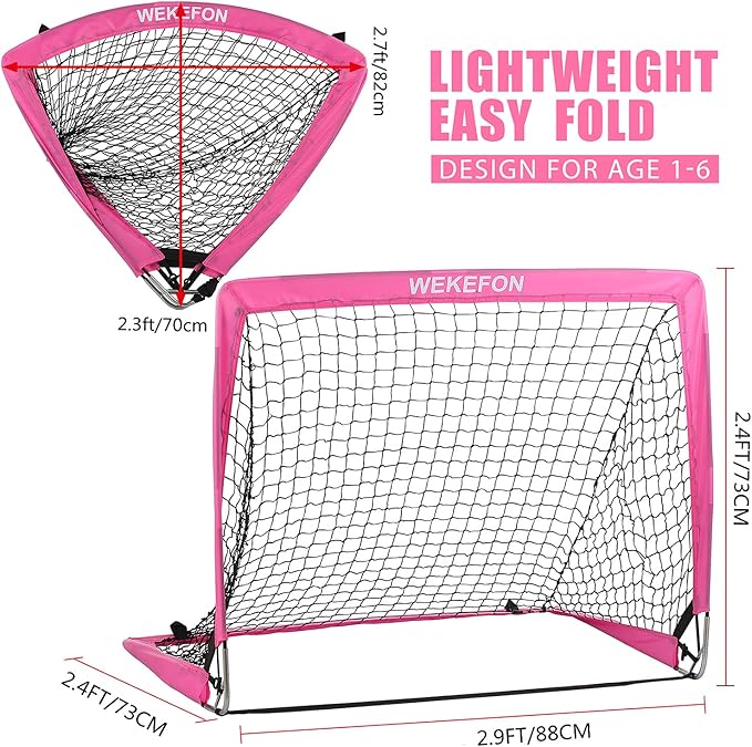 Soccer Goal with Carry Bag, 10/9MM Strengthen Pole, Arched Design, Kids Soccer Goals for Backyard Set 5x 3.1/3.6x2.7/2.9x2.4ft Portable Pop Up Soccer Nets for Toddler, Adults, Youth Games, Play, Gifts