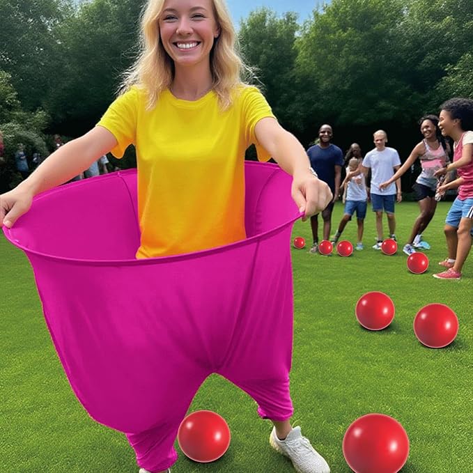 Granny Pants Yard Game Set - Giant Outdoor Party Game with 8 Bouncy Balls and Pump，Fun Family Reunion & Adult Yard Games for Groups