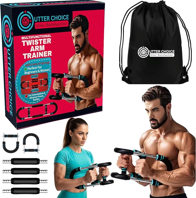 Gorilla Bar Chest Workout Equipment with Multi-Level Adjustment 30-120lbs Twister Chest and arm Trainer for Men – Chest Exerciser, Portable Arm and Chest Workout Flex Bar and Muscle Strength Trainer