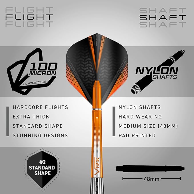 RED DRAGON Amberjack Series Darts Set with Flights and Shafts (Stems)