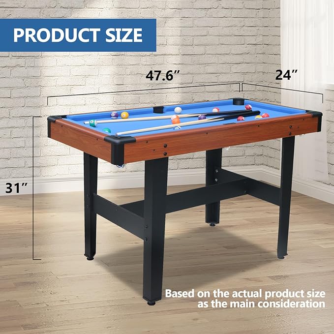 48 Inch Pool Table, Ping Pong Table & Ice Hockey Combo, 3-in-1 Multi Game Table with All Accessories, Sturdy Locking Legs, Outdoor or Indoor