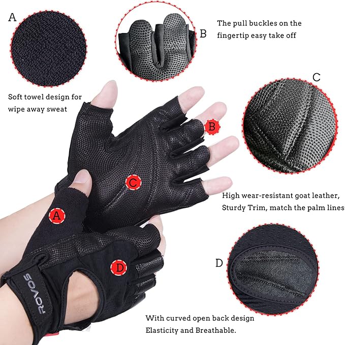 Workout Gloves for Men Ventilated Leather Weightlifting Gloves, Double-Layer Anti-Slip Palm with Foam Padding for Superior Grip and Hand Protection, Size : Medium
