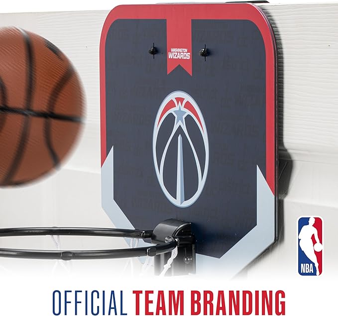 Franklin Sports NBA Team Over The Door Basketball Hoop - Kids Indoor Mini Basketball Hoop with Basketball - NBA Fan Shop Mini Hoop for Bedroom & Office
