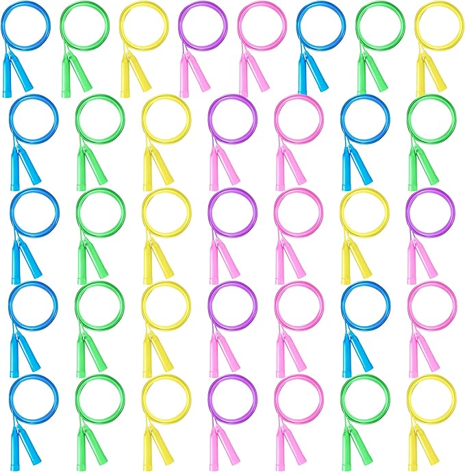 Jump Ropes for Kids, Colorful Jump Ropes for Kids Bulk, Adjustable Skipping Ropesfor Boys Girls, Tangle-Free Plastic Jumping Ropes for Party Favor Exercise Outdoor Activity