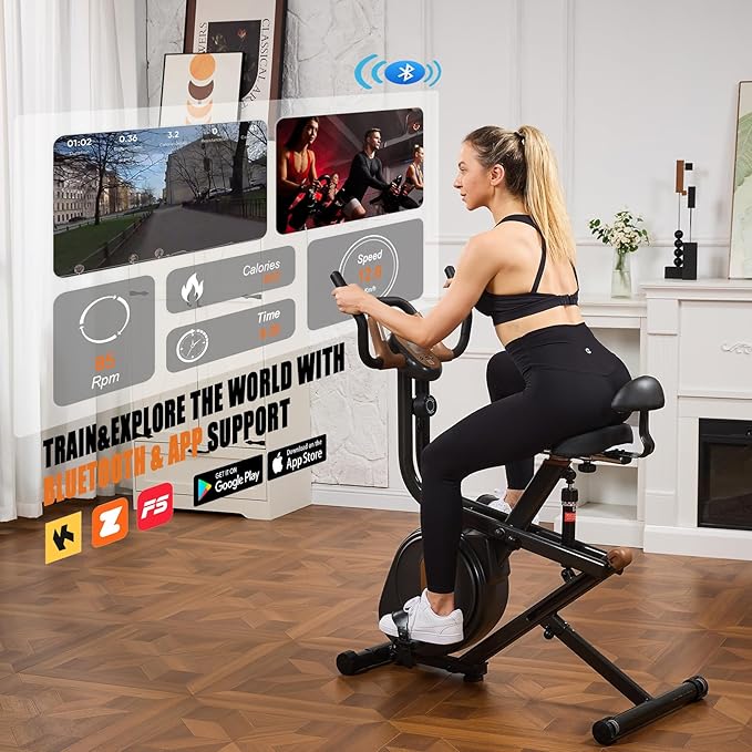 3 in 1 Squat Machine,Exercise Bike,Adjustable Magnetic Resistance Stationary Bikes for Home with App Compatible,Squat Assist Trainer,Indoor Bike with 300lbs Weight Capacity,Workout Bike