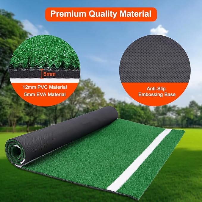 Baseball Hitting Mat, Home Plate Mat with Anti-Slide Rubber Back, 6’ x 4’ | 10’ x 3.8‘ | 12‘ x 6’ Portable Batters Box Turf Mat Baseball for Hitting Practice - Indoor and Outdoor Use