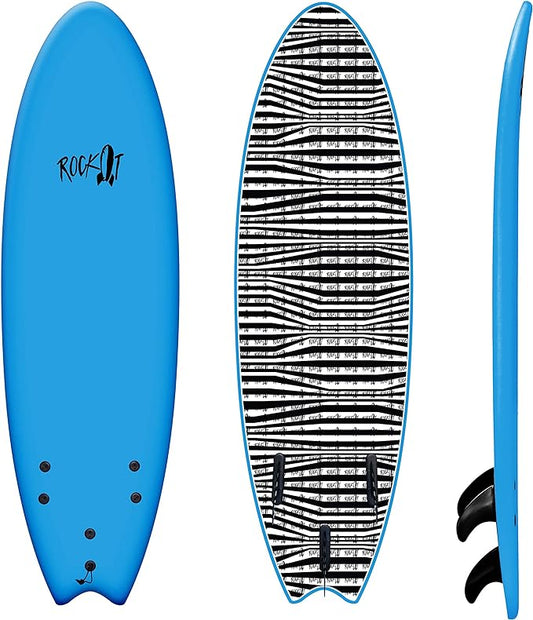 Rock-It 6' Albert Performance Fish Soft Top Surfboard Surf Board, Foam Surfboard, Kids Surfboard, Adult Surfboard, Tabla De Surf, Beginner Surfboard
