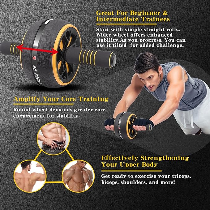 Ab roller wheel abdominal exercise core workout weight loss no noise easy to assembling light weight perfect home gym equipment for men & women