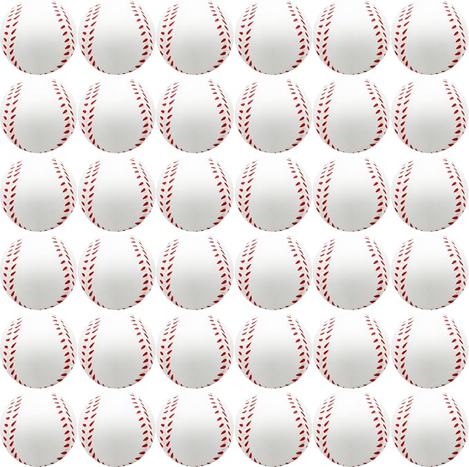 60 Pcs Baseball Stress Ball, 2.5 Inch Mini Squeeze Foam Baseball Bulk, Baseball Squishy Balls for Kids, Relaxable Sports Ball for Themed Party Favors, Decoration, Anxiety Relief