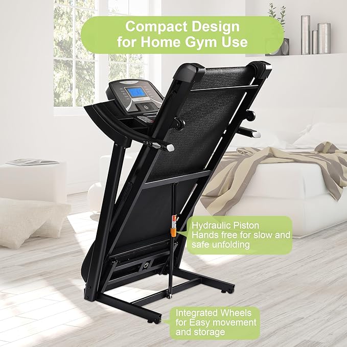 Treadmills for Home, Treadmill with 0-15% Auto Incline, 4.0HP Folding Electric Treadmil, 20" Wide Running Machine with Bluetooth Speaker & Pulse Monitor, 350 LBS Weight Capacity