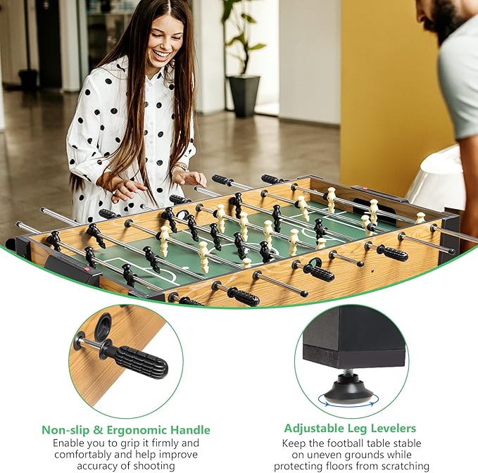 GYMAX 48” Foosball Table, Arcades Soccer Game Table for Multiplayer with 2 Balls, Score Keepers Wooden Competition Sized Foosball Table for Adults and Kids