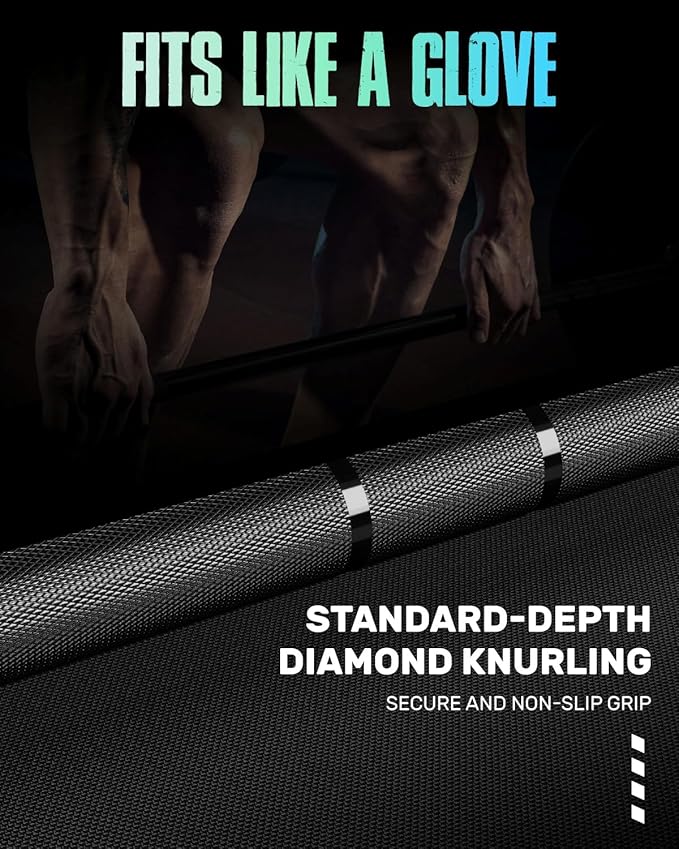 PB01 7FT Olympic Barbell, Weight Bar with Knurled Grip, 1000lb Capacity Strength Training Deadlift Bar for Squat, Weightlifting, Bench Press, Fits 2-inch Standard Weight Plates