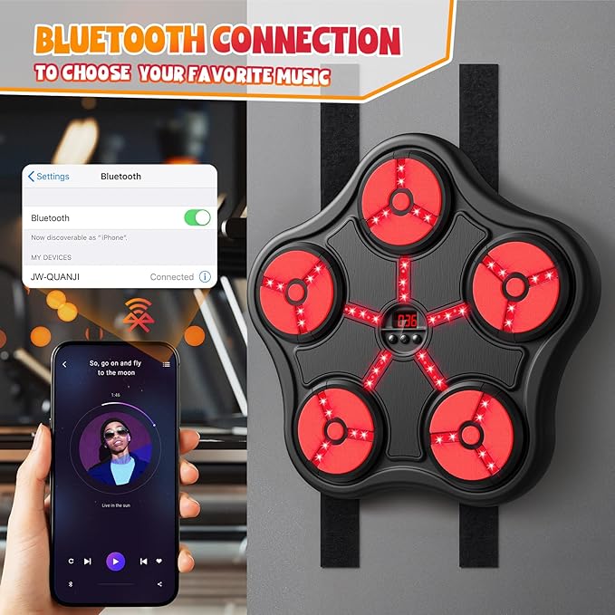 Cool Boxing Machine Toys for Kids Aged 3-12, Wall-Mounted Smart Bluetooth Punching Bag, Boxing Training Equipment with Boxing Glove, Birthday Gifts for 3 4 5 6 7 8 9 10 11 12 Year Old Boys