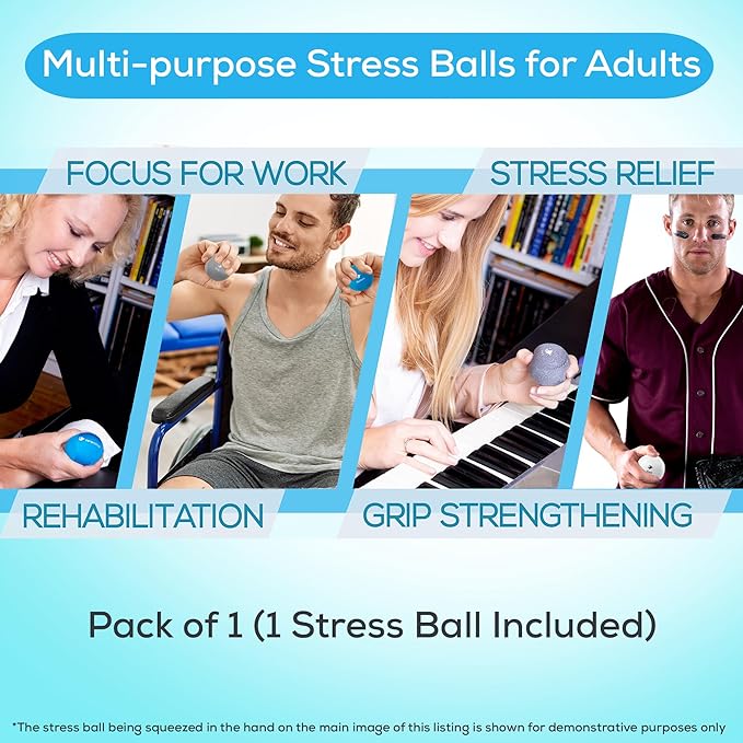 Serenilite Stress Balls for Adults, Squeeze Ball for Hand Therapy, Stress Ball, Hand Exercisers for Therapy & Grip Strengthening, Physical Therapy Balls, Hand Grip Strengthener.