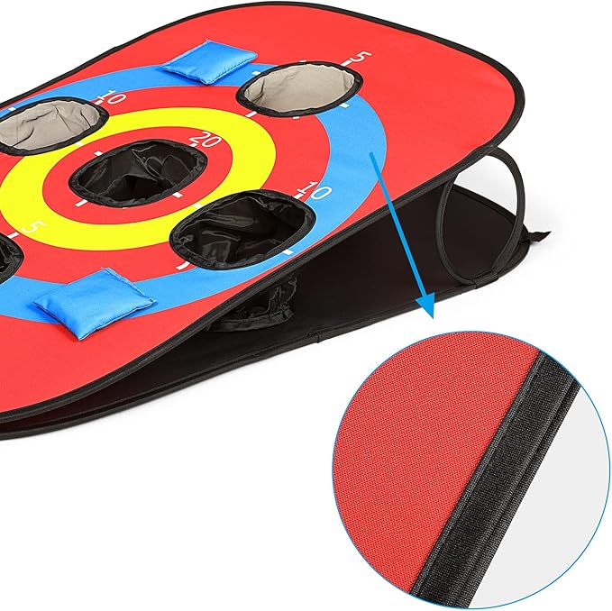 G4Free Portable Collapsible 5 Holes Cornhole Game Set with 8 Bean Bags Carrying Case Toss Game Size 3ft x 2ft for Camping Travel