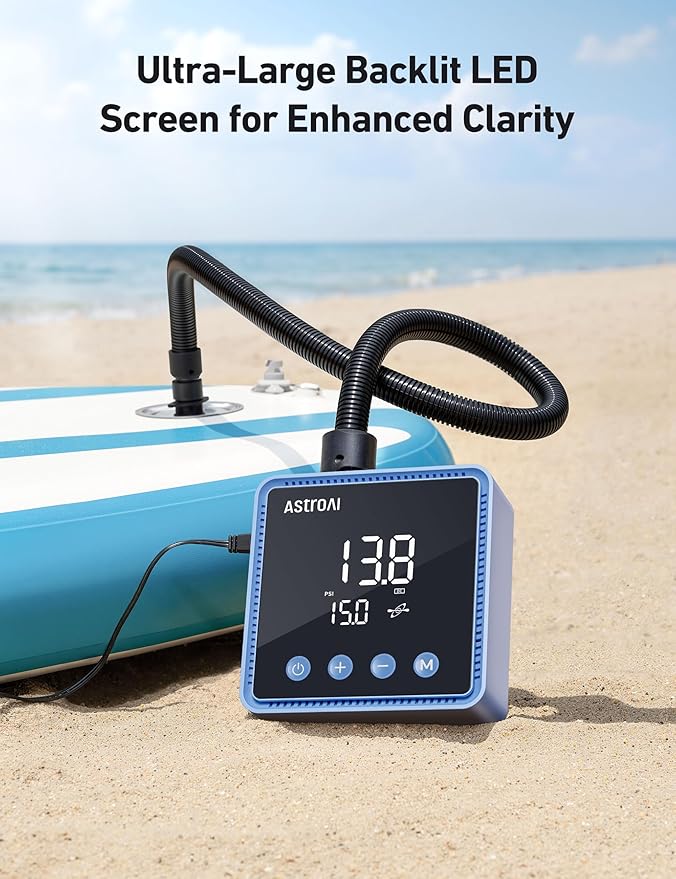 AstroAI P2 Paddle Board Pump 20PSI 12V DC Car Connector Portable,SUP Pump for Paddleboard, Air Pump with Auto-Off, Deflation Function for Paddle Board, Kayaks and Boats