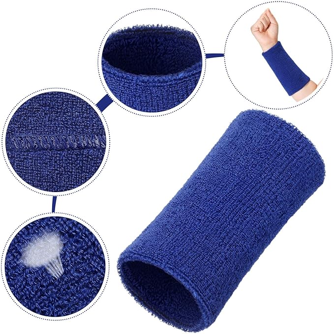 WILLBOND 6 Inch Wrist Sweat Bands for Men Women Tennis Elastic Athletic Long Sweatband Wrist Absorbent for Basketball Tennis Running Outdoor Activity