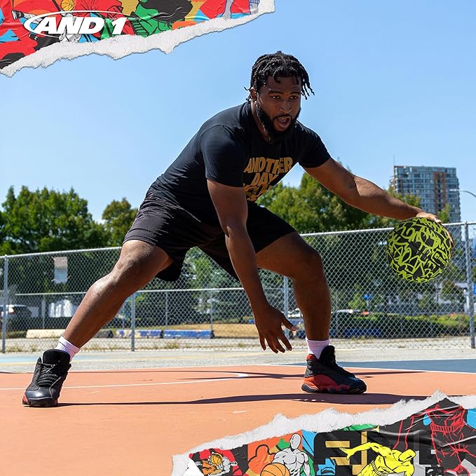 AND1 Fantom Graffiti Rubber Basketball - Streetball for Indoor and Outdoor Use, Deep Channel Construction and Durability