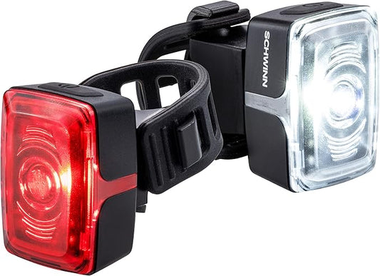 Schwinn Quick Wrap Bike Light Set, LED, 40 or 11 Lumen, Easy to Attach Headlight and Taillight, Tool-Free Install, Battery Operated, for City and Road Riding
