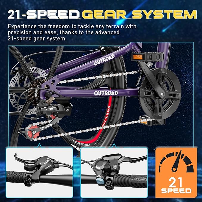 26 ich Folding Mountain Bike, 21 Speed High Carbon Steel Mountain Bike for Adults with 26 Inches Durable Tires, Front Suspension Folding Bicycle for Women and Man