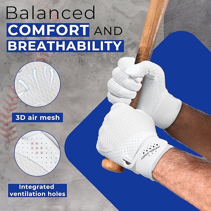 HANDLANDY Baseball Batting Gloves for Adult Youth, Grip Breathable Softball Batting Gloves Fit Men Kids Boys Girls