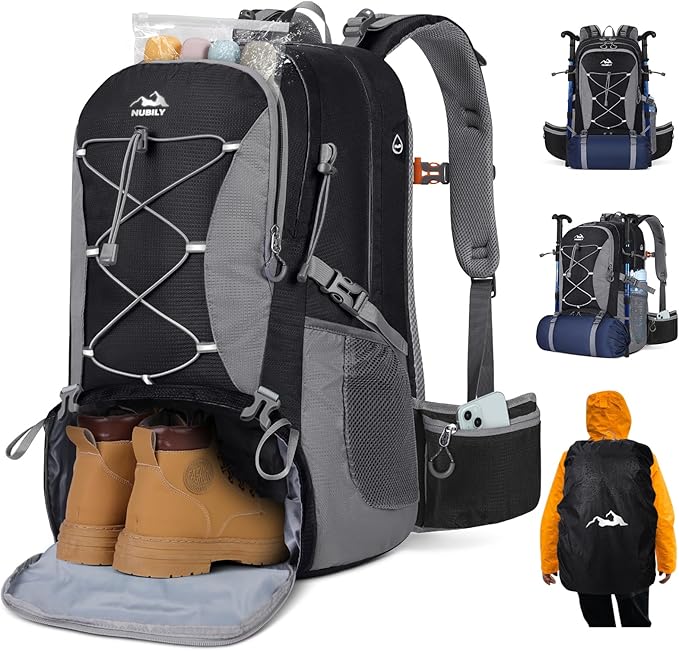 NUBILY 50L Hiking Backpack Waterproof Camping Backpack for Men Women Lightweight HIking Daypack Outdoor Travel Daypack