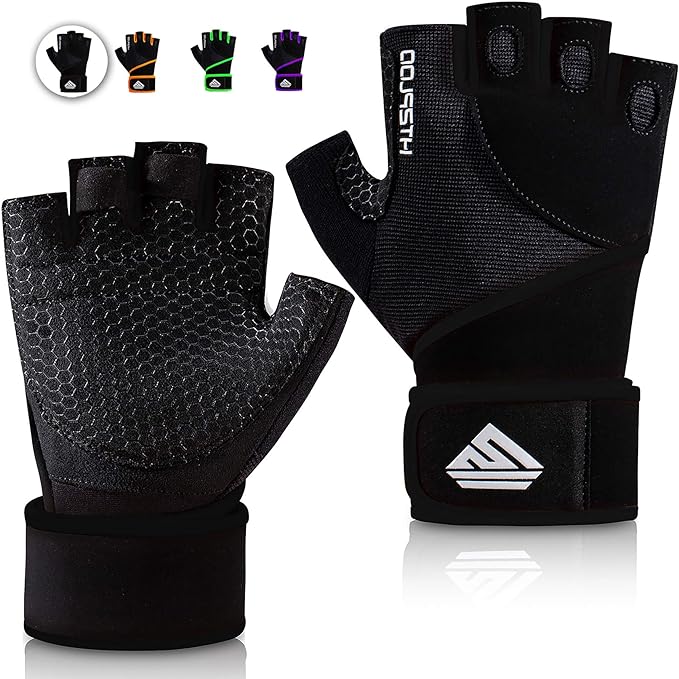 Workout Gloves Gym Gloves Weight Lifting Gloves for Men Women with Full Palm Pad,Strong Wrist Wraps Support,Enhanced Grip,for Fitness,Training,Weightlifting,Exercise