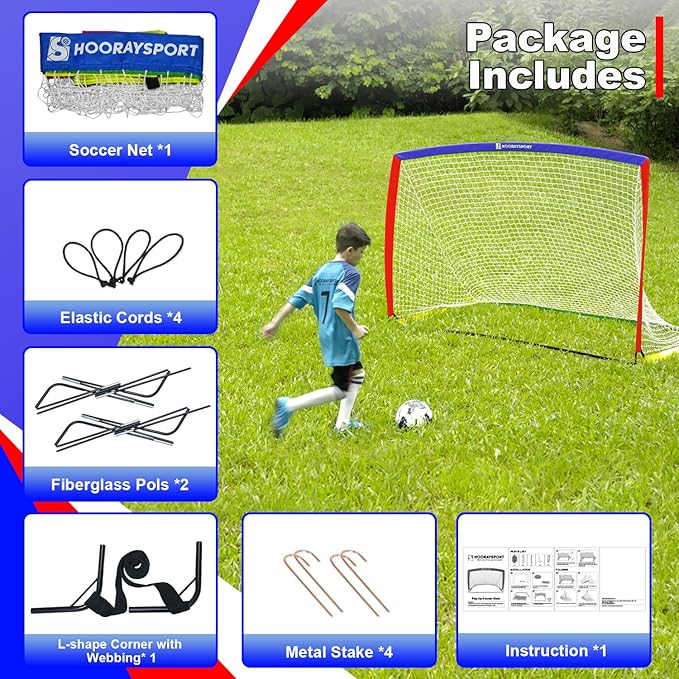 Soccer Goal, Portable Soccer Goals for Backyard, Pop Up Soccer Goal, Soccer Net for Indoor or Outdoor Practice and Training