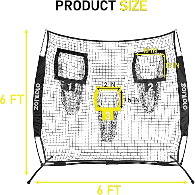 6x6ft Football Training Net, Football Throwing Net with 3 Target Pockets, Portable QB Throwing Practice Equipment with Small Carry Bag,Most Suitable for Kids