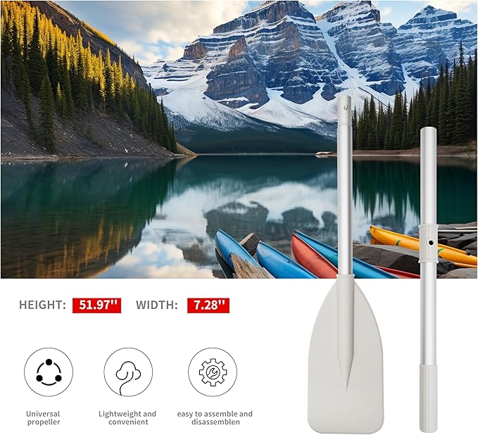 OMENI 2Pcs Dinghy Oars Kayak Paddle Boat Paddle Boat Oars Oars for Row Boat, Rod Water Sports Paddle Grey Aluminium Alloy Oars Canoe Kayak for Inflatable Boat Canoe Water Marine Sports Rowing