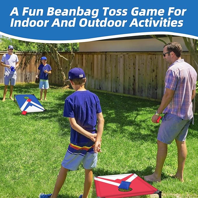 NZQXJXZ Portable Cornhole Board Set 3x2 Ft with 8 Bean Bags Corn Hole Toss Game Cornhole Games for Indoor and Outdoor Parties, Ideal for Kids, Adults, Camping Travel,Parties,Beach, Yard
