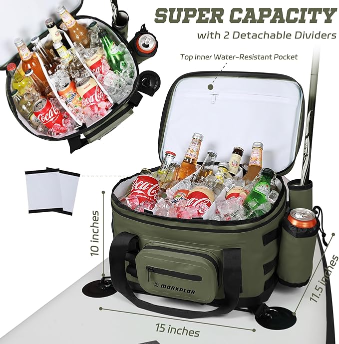 Waterproof Shell 24 cans Paddle Board Cooler Bag, Sup Deck,Kayak Cooler Bag Accessories