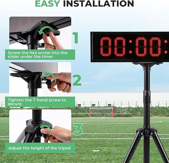 6.4FT High LED Large Timer 30" Race Clock with Tripod Cordless Countdown/up Clock Stopwatch with IR Remote Control for Sports Race, Running Events, Marathon