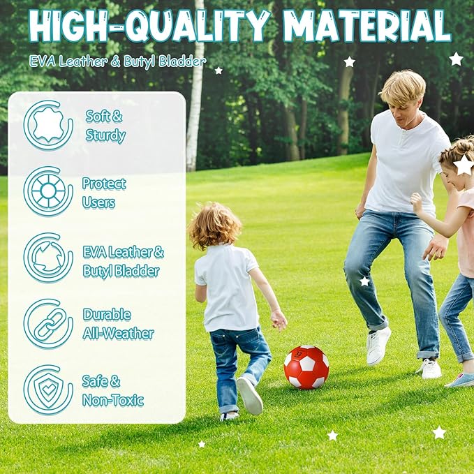 Jexine 6 Pcs Soccer Ball Bulk with Pump Official Size Indoor Outdoor Soft Soccer Operation Christmas Items Sport Gift for Child Teen Adult Practice Game