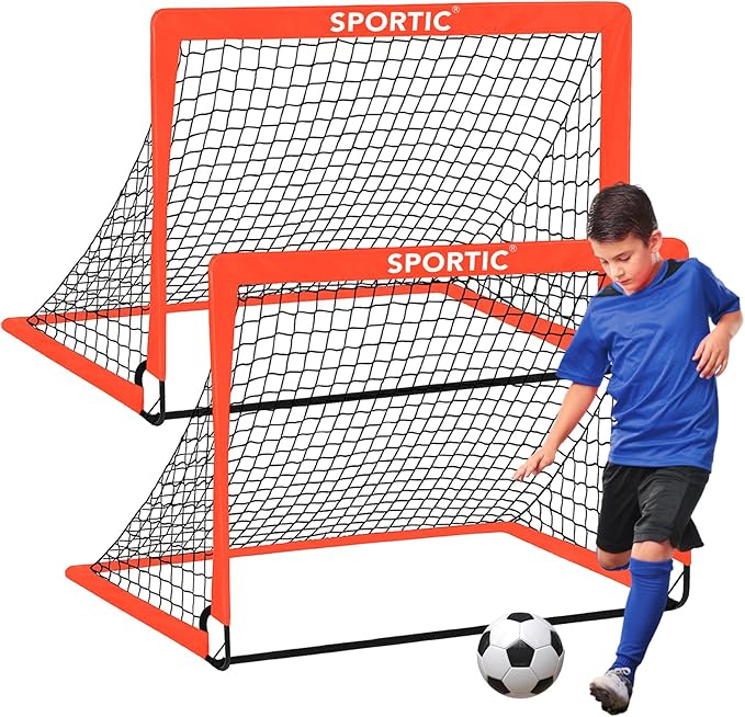 2 Pack 4' x 3' Soccer Goal Net Set, Pop Up Kids Practice Soccer Goals for Indoor and Outdoor.Portable Soccer Net with Carrying Bag & Ground Pegs, Perfect for Backyard, Field, Court