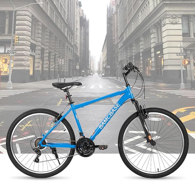 HILAND 26 27.5 29 Inch Mountain Bike, Mens and Womens MTB with 21 Speeds, High-Tensile Steel Frame, V Brake, Hardtail Bicycle for Adults