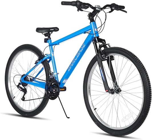 HILAND 26 27 Inch Mountain Bike, Mens Womens MTB with 18 Speeds, High-Tensile Steel Frame, V Brake, Hardtail Bicycle for Adults