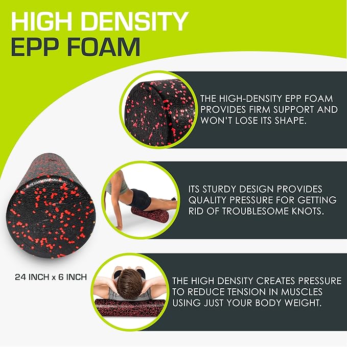 ProsourceFit High Density Foam Rollers 36 - inches Long,Firm Full Body Athletic Massage Tool for Back Stretching, Yoga, Pilates, Post Workout Muscle Recuperation