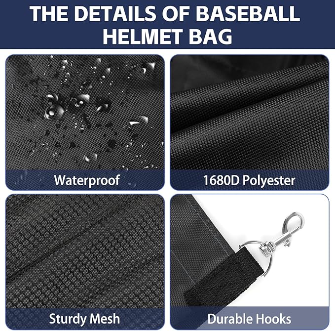 Baseball Dugout Organizer, Hanging Helmet Bag for 15 Players Baseball Softball Team, Helmet Organizer for Dugout Fence Garage, Organize Baseball Equipment, Helmets, Gloves, Bats, Balls