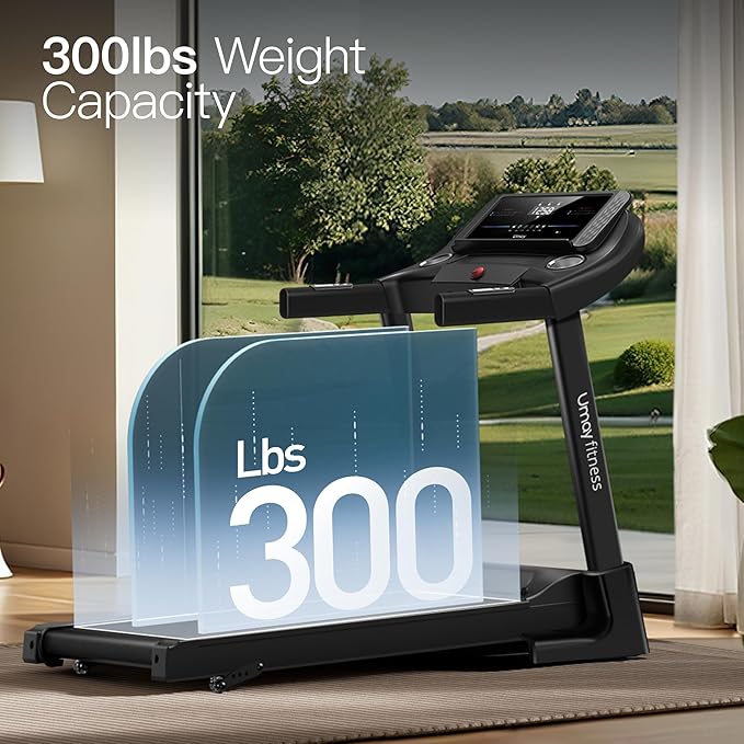 UMAY Fitness Treadmill with Incline, Foldable Compact Treadmills for Home with Pulse Sensors, Max 300/400 LBS Capacity, 3.0/3.5HP Quiet Brushless, Max 8.7 MPH