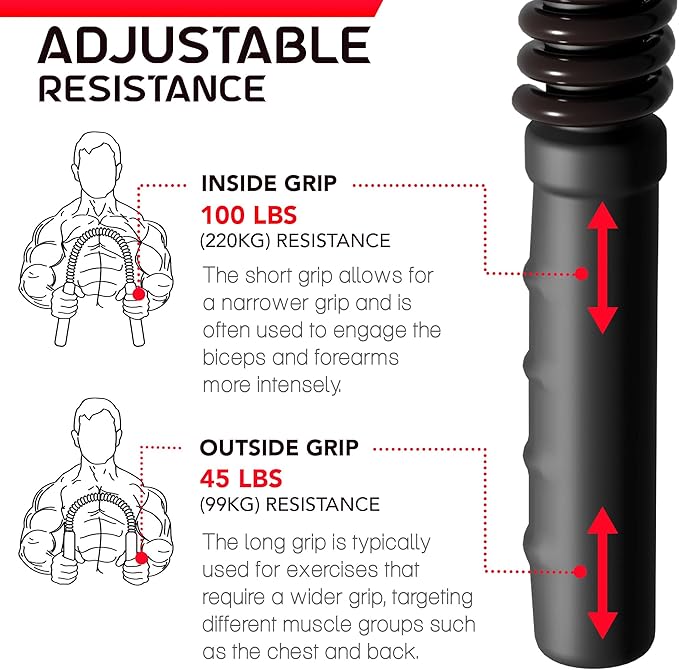 Zenooze's Power Twister Flex Bar, The Ultimate Upper Body Exercise Equipment for Strengthening Your Chest Workout, Shoulders,Biceps, Arms, Forearm Strengthener, Resorte para Hacer Ejercicio