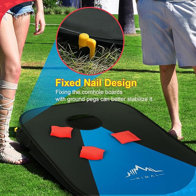 Himal Collapsible Portable Corn Hole Boards with 8 Cornhole Bean Bags (3 x 2-feet)