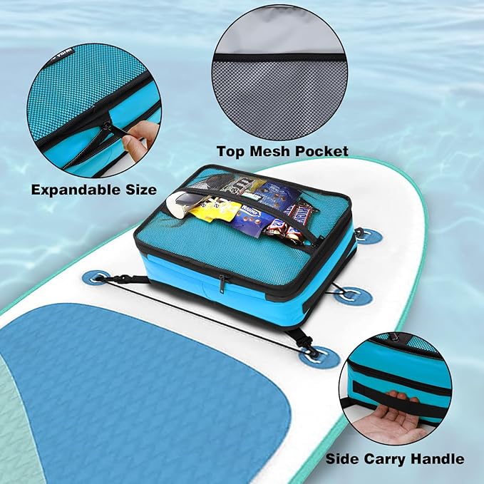 Paddle Board Cooler Bag, Waterproof Surf Sup Deck Cooler Bag Insulated Leakproof 10 Cans, Sup Paddle Board Accessories Bag for Stand Up Paddleboard and Kayak