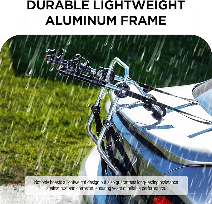 Young Aluminum 2-Bike Rack Trunk Mount, Hightweight for 2 Bicycles Up to 70 lbs Load