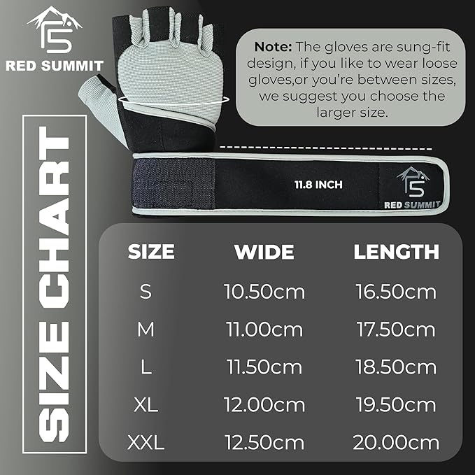 Weight Lifting Gym Gloves for Men & Women, Workout Exercise Gloves with Wrist Support & Anti-Slip Palm for Hanging, Rowing, Pullups, Bodybuilding, Powerlifting & Calisthenics